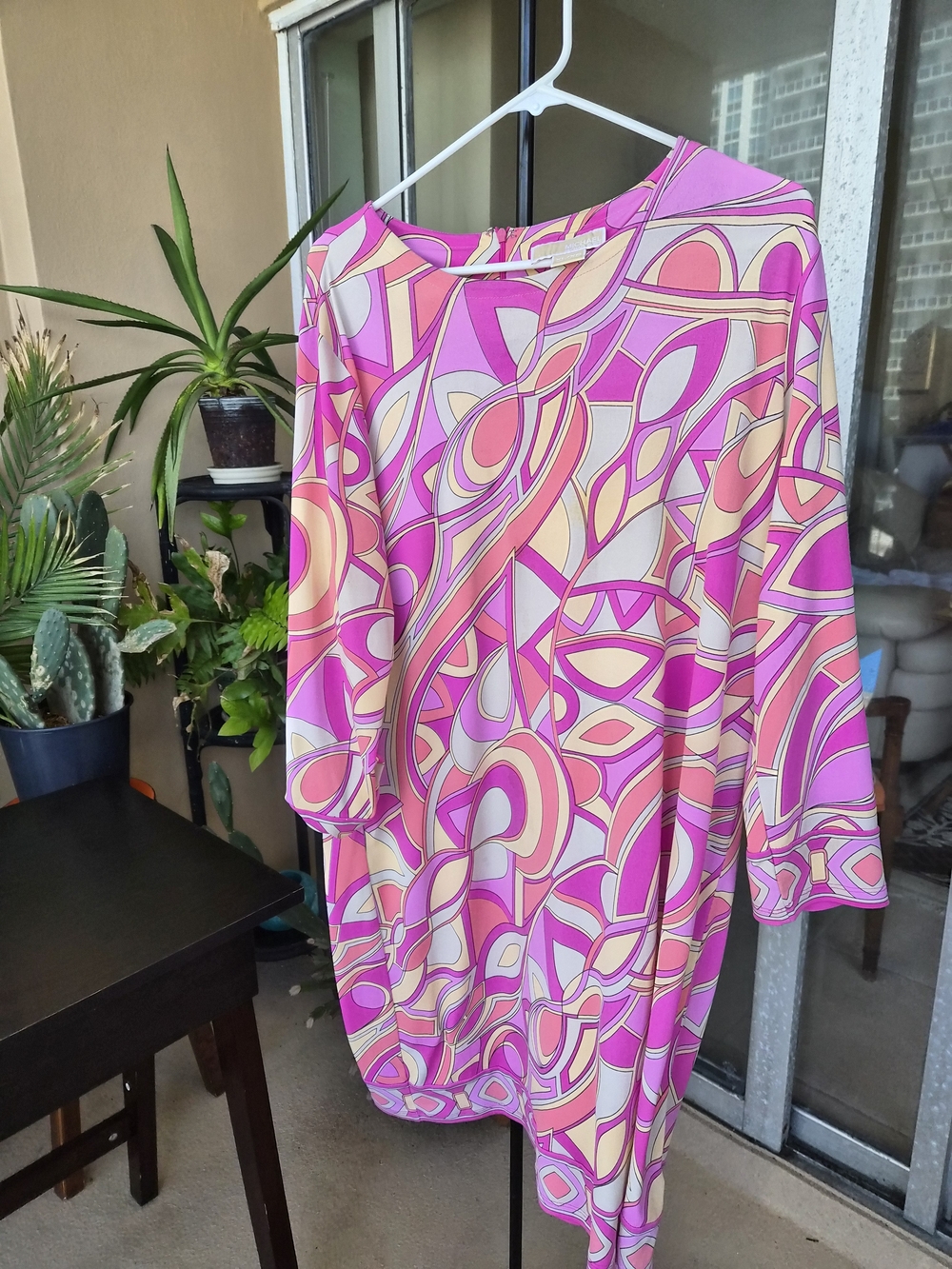 Michael Kors Pink Abstract Print Dress XL Bold Statement